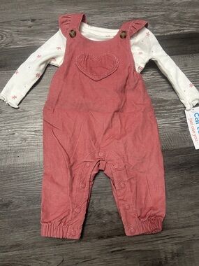 Carter's Dusty Rose Corduroy Heart Overalls